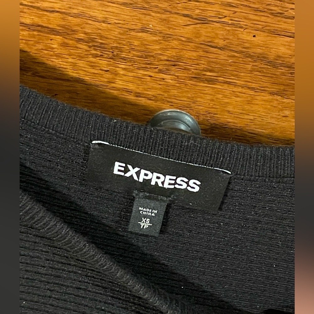 Express Black Ribbed Boatneck Dolman sleeve Sweater - Picture 2 of 4
